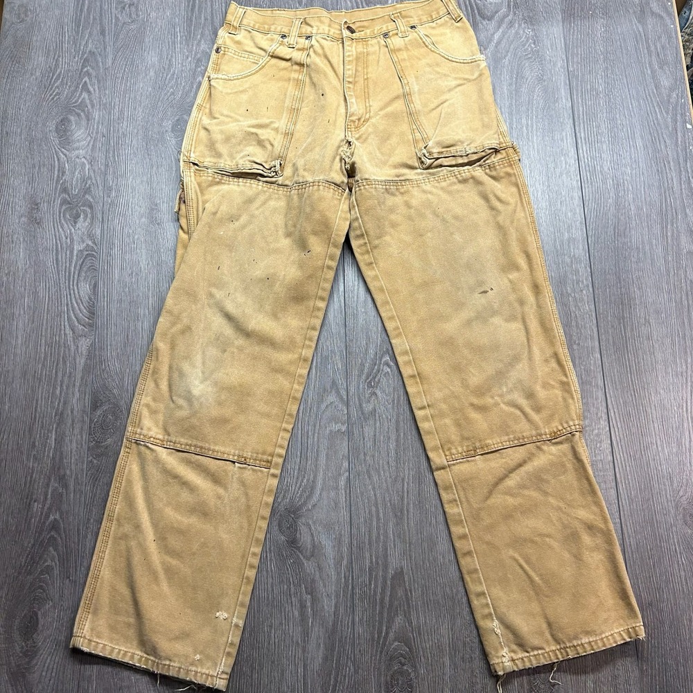 Vintage Dickies Double Knee Work Pants Mens 30x30 Brown Duck Canvas Y2K